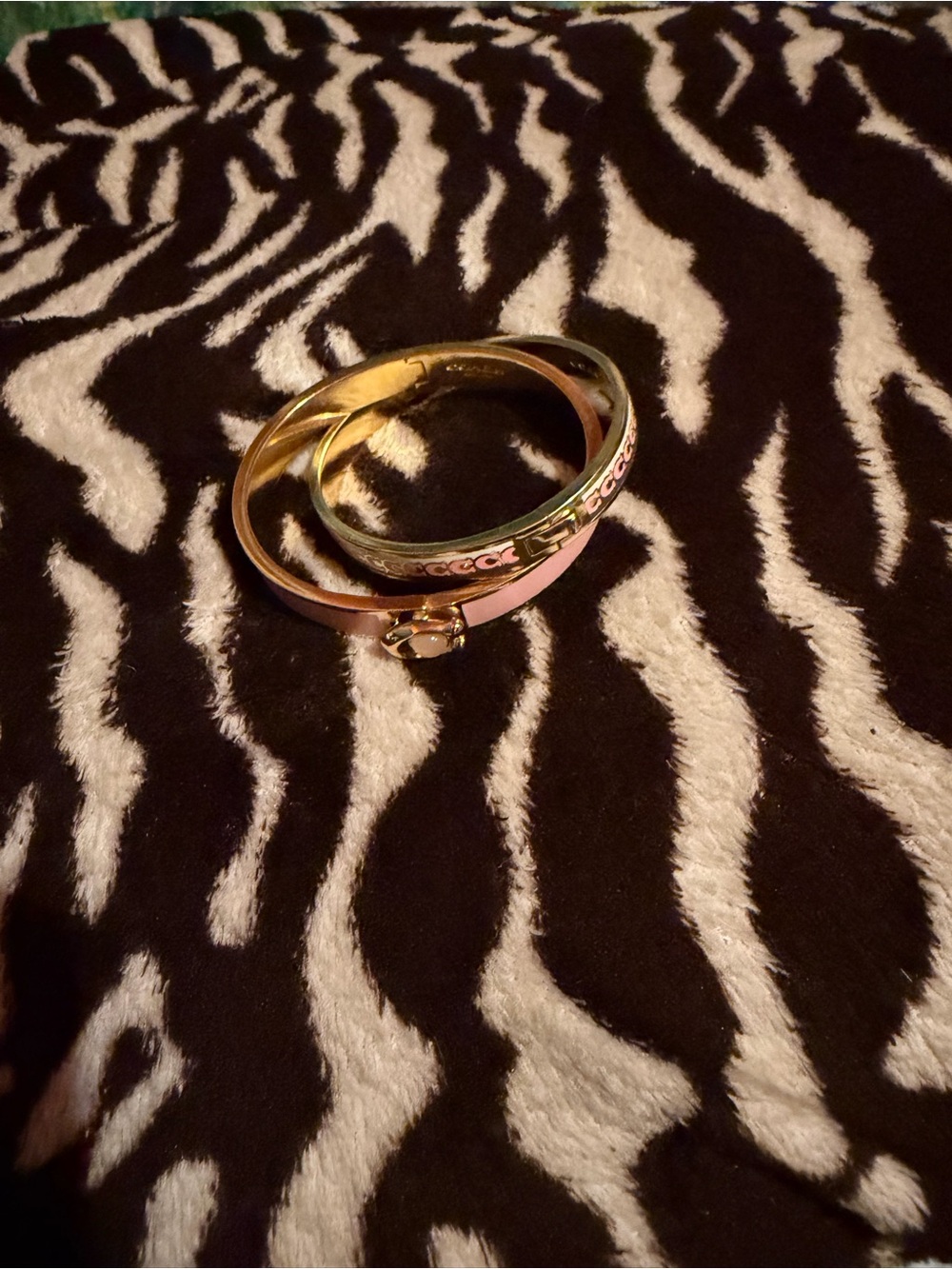 Coach Pink and Gold Bangle Bracelet Set